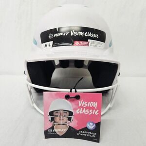 RIP-IT Vision Classic Softball Batting Helmet Face Guard White Green Size M-L